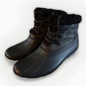 Sperry Women's Size 11 Saltwater Alpine Black Leather Duck Boots